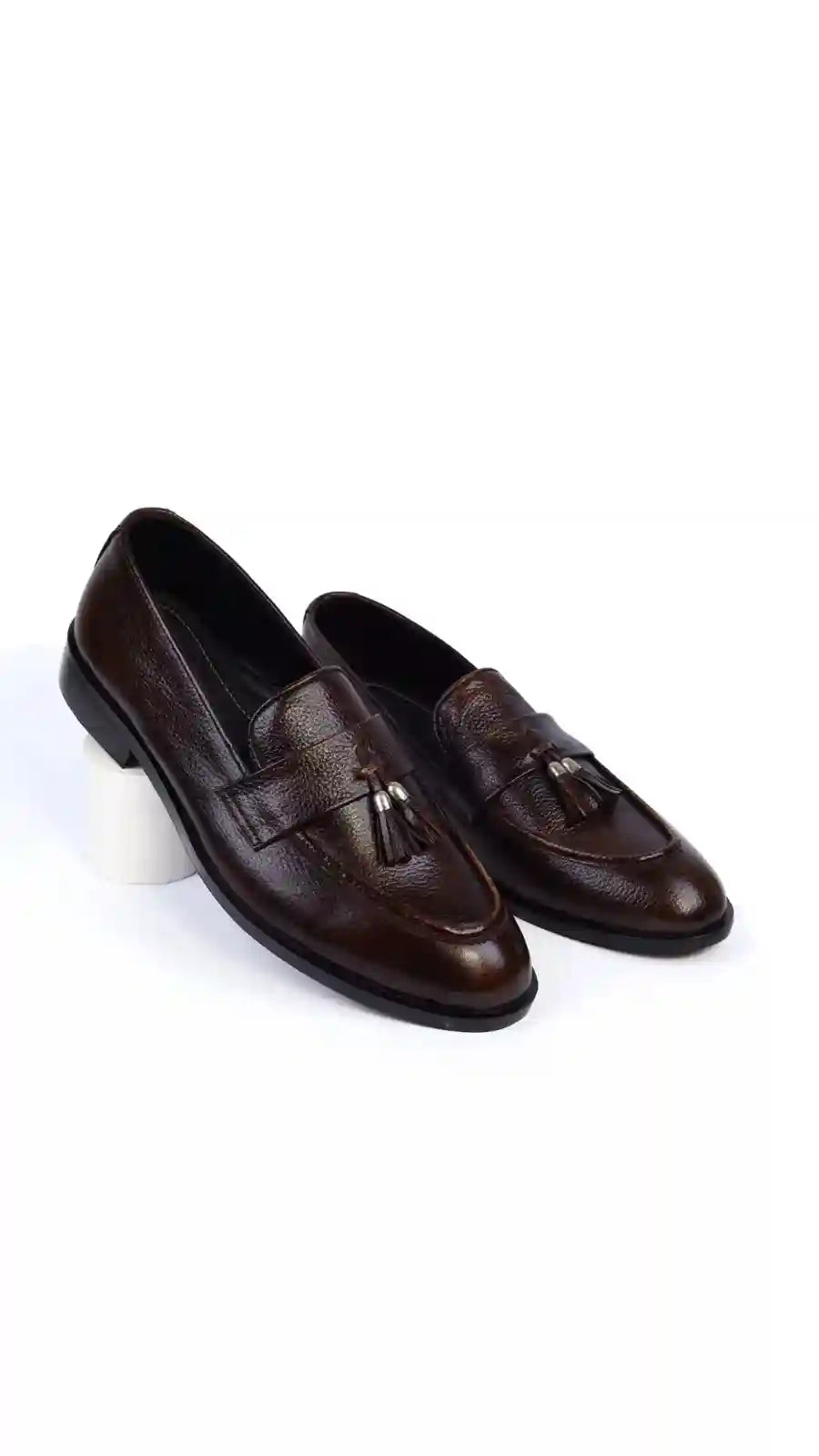 Brown Leather Tassel Loafers